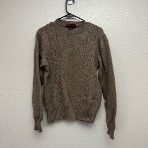 John Ashford Women’s Cable Knit 100% Wool Crewneck Sweater Size Large